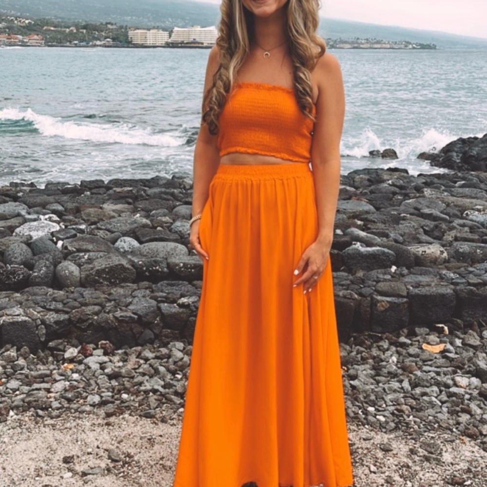 Orange Maxi Skirt